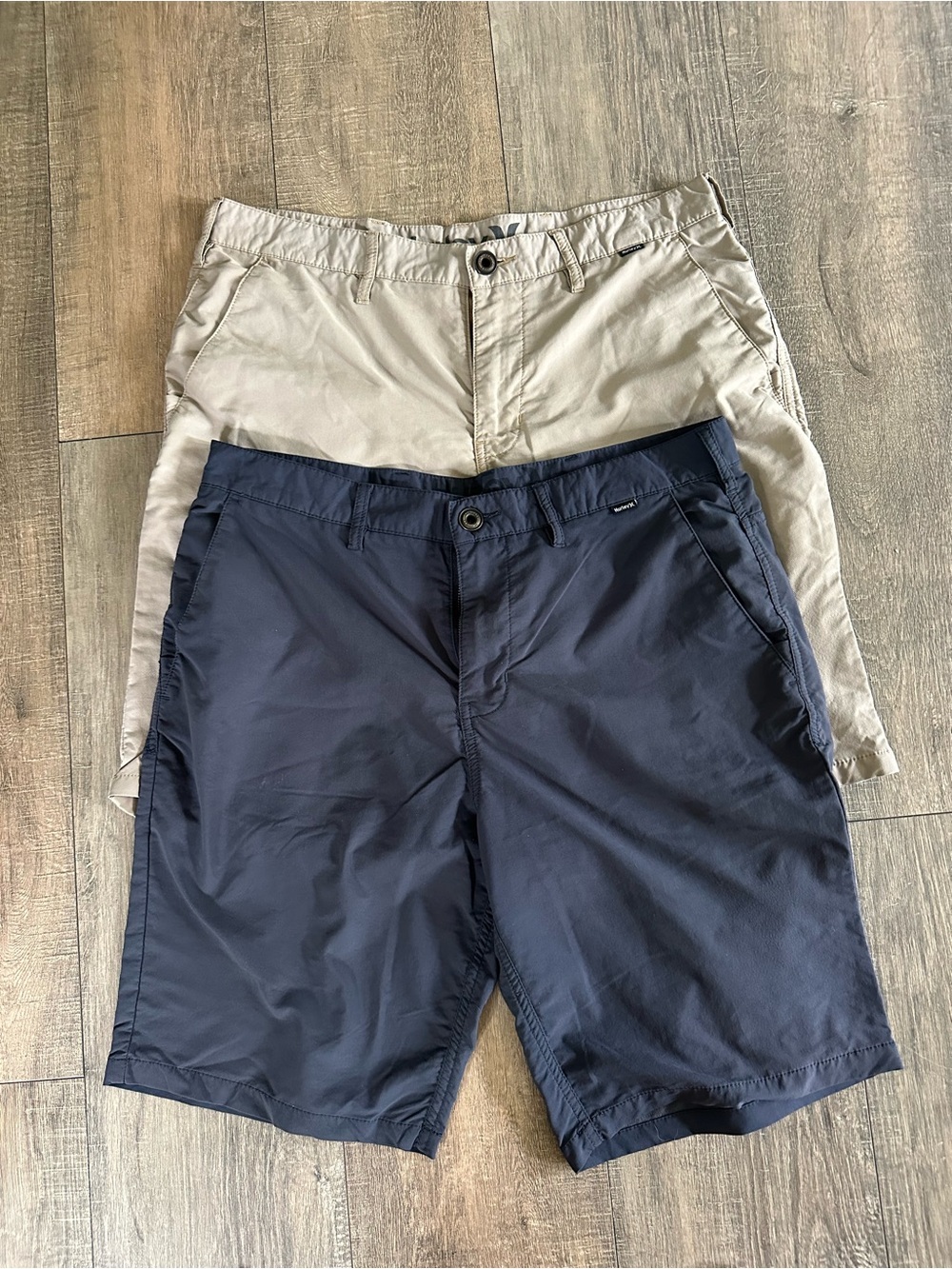Men's size 32 Hurley Dri Fit Navy  and Khaki Shorts - Lightweight Everyday Wear
